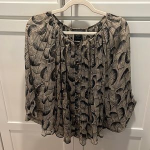 MM Coutour sheer blouse with brass colored buttons